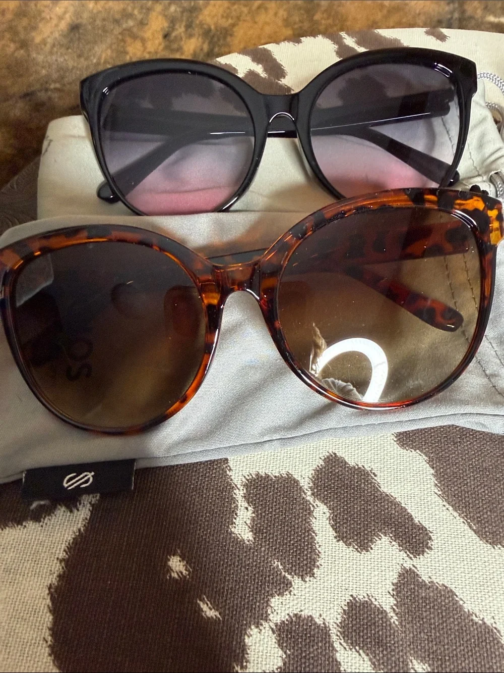 Tortoiseshell and Black Oversized Women's Sunglasses Duo 2pc
